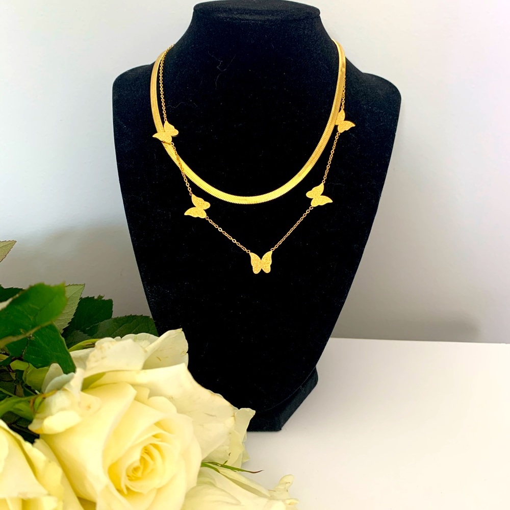 Gold Plated StainlessSteel Necklace Butterflies🦋